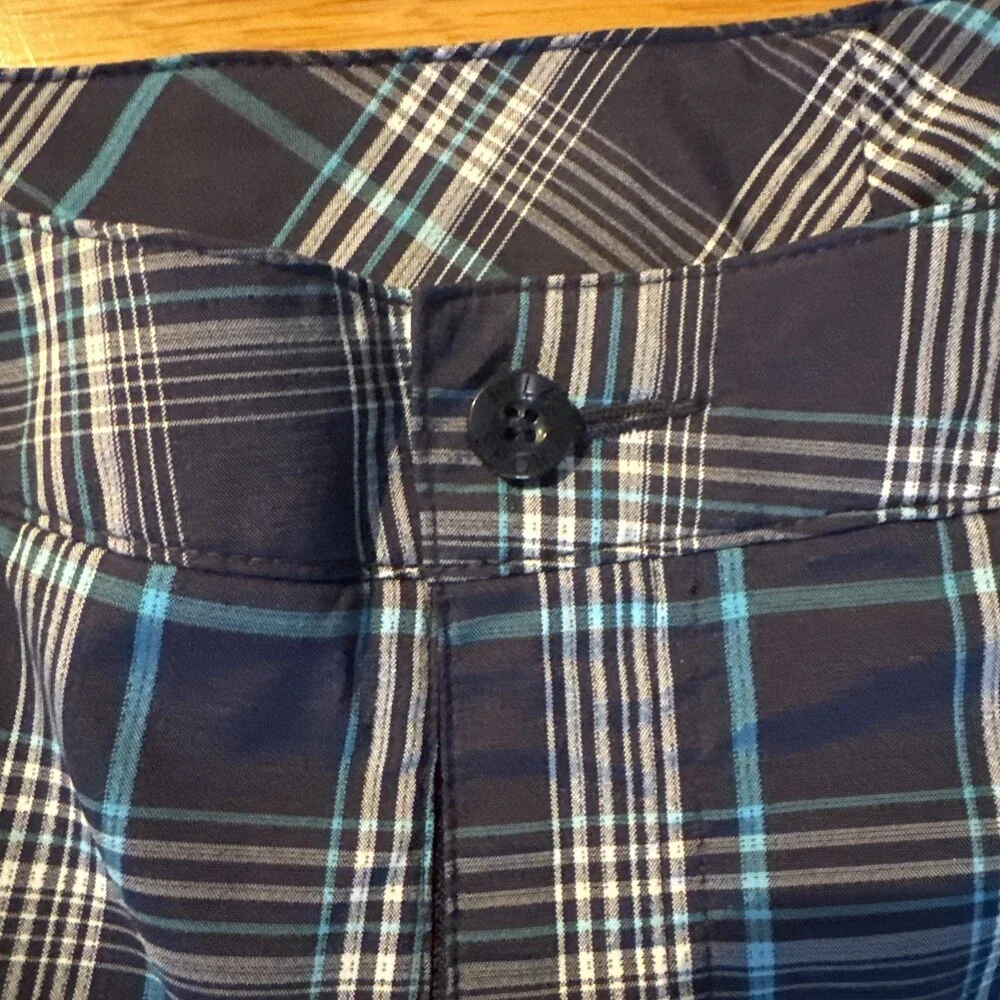 FILA SPORT Golf Men’s Plaid Performance Shorts Gray Turquoise Stretch-Sz 34